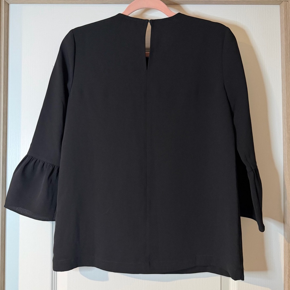 Madewell Black Elegant Bell Sleeve Women's Woven Top XS - Picture 5 of 6